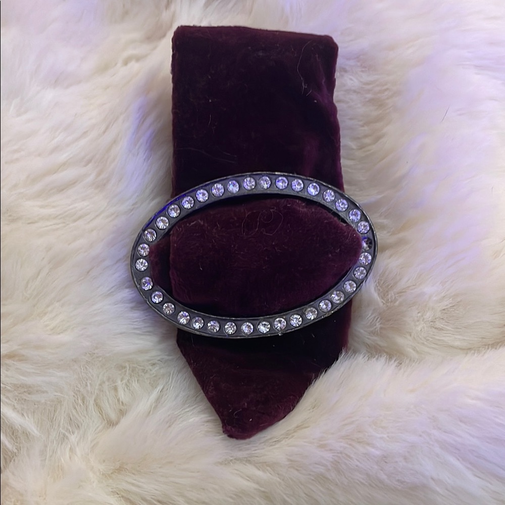 Deep burgundy/purple Velvet Napkin holders with Rhinestone Buckle